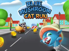 Play Blue Mushroom Cat Run now!